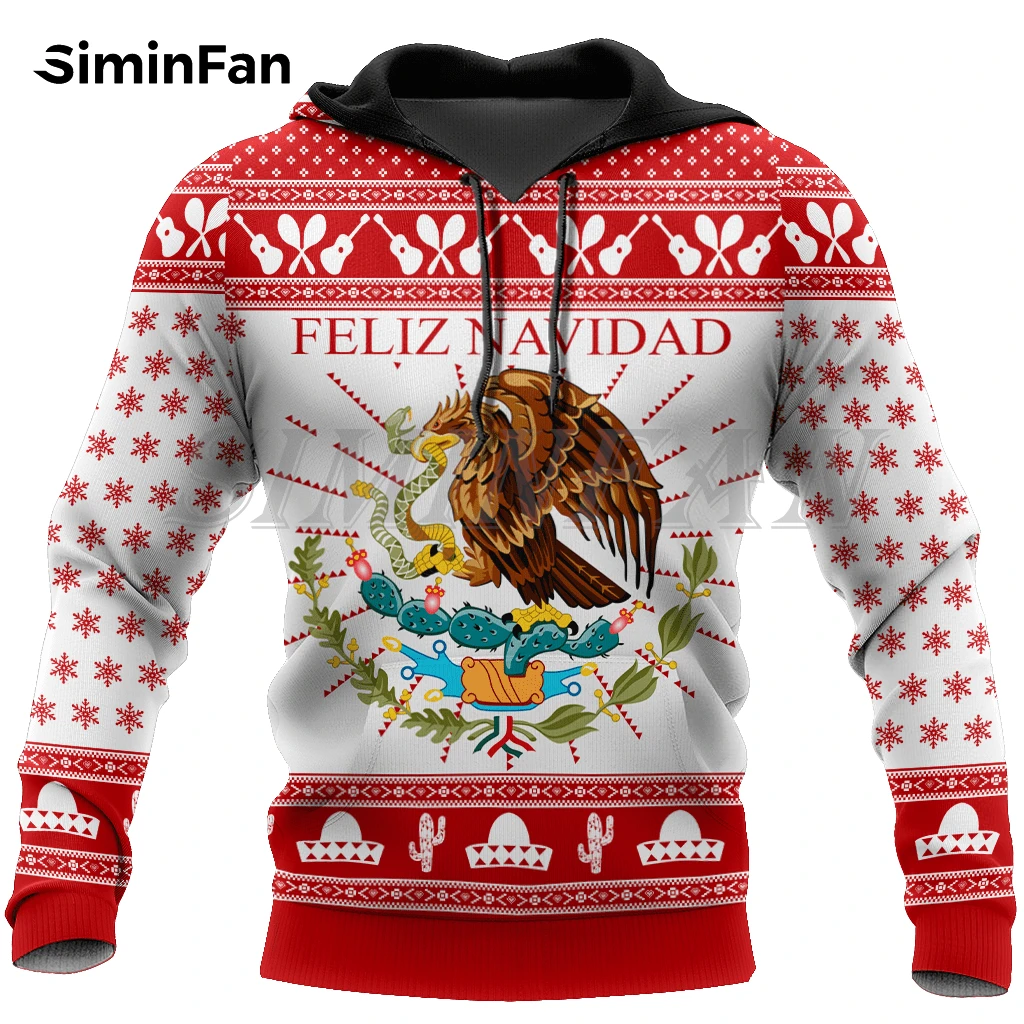 Feliz Navidad Love Mexico Mens 3D Printed Hoodies Unisex Casual Sweatshirts Harajuku Pullover Women Tracksuits Zipper Jacket H3