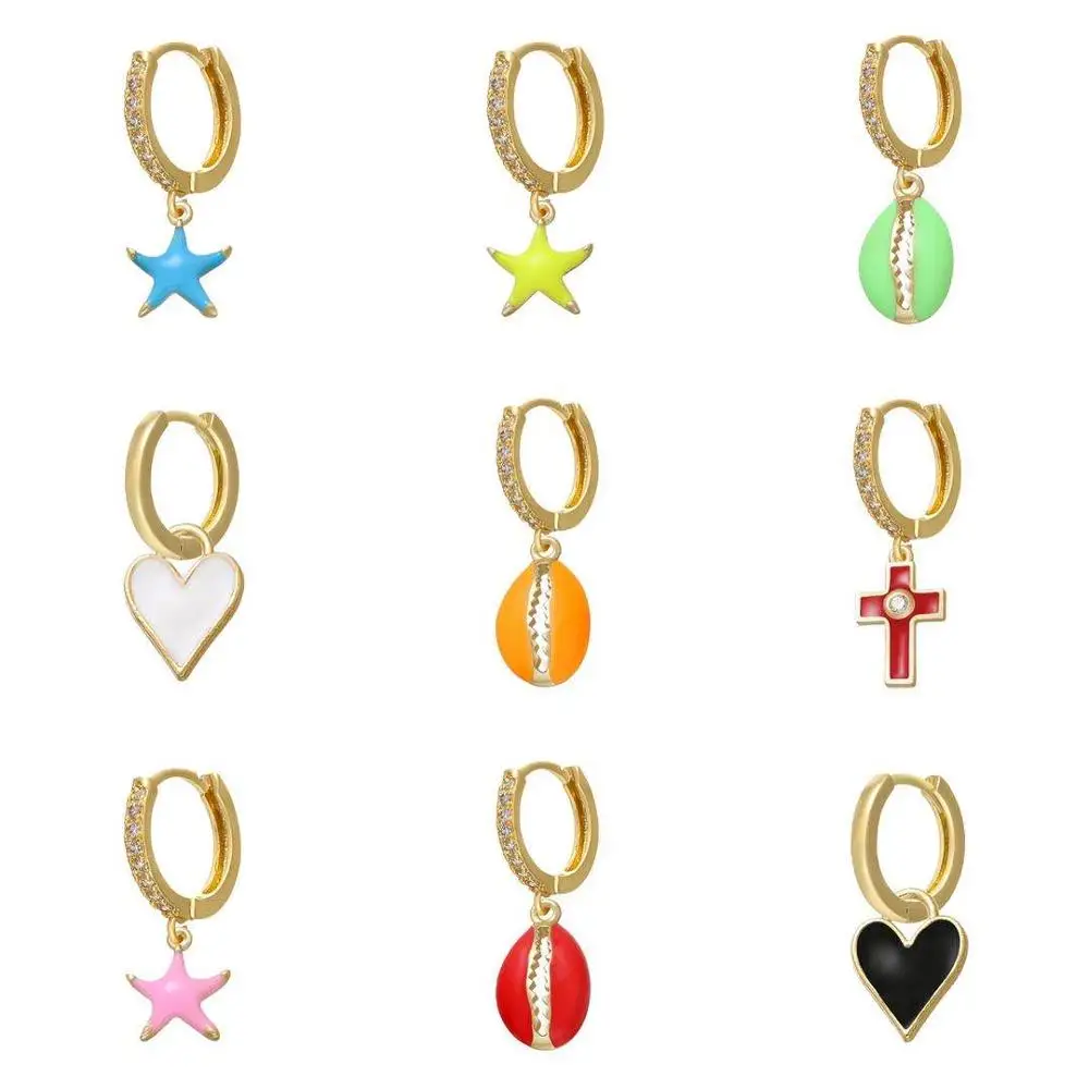 HECHENG 1piece  mini star earring wholesale for women cross conch neon colorful style jewelry accessories fashion 2020