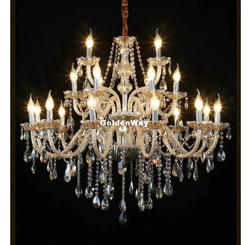 Modern K9 Crystal Cognac Chandeliers 21arms D100cm H85cm Hotel Foyer Bedroom Kitchen Island Cristal Chandelier Tiffany Pendants