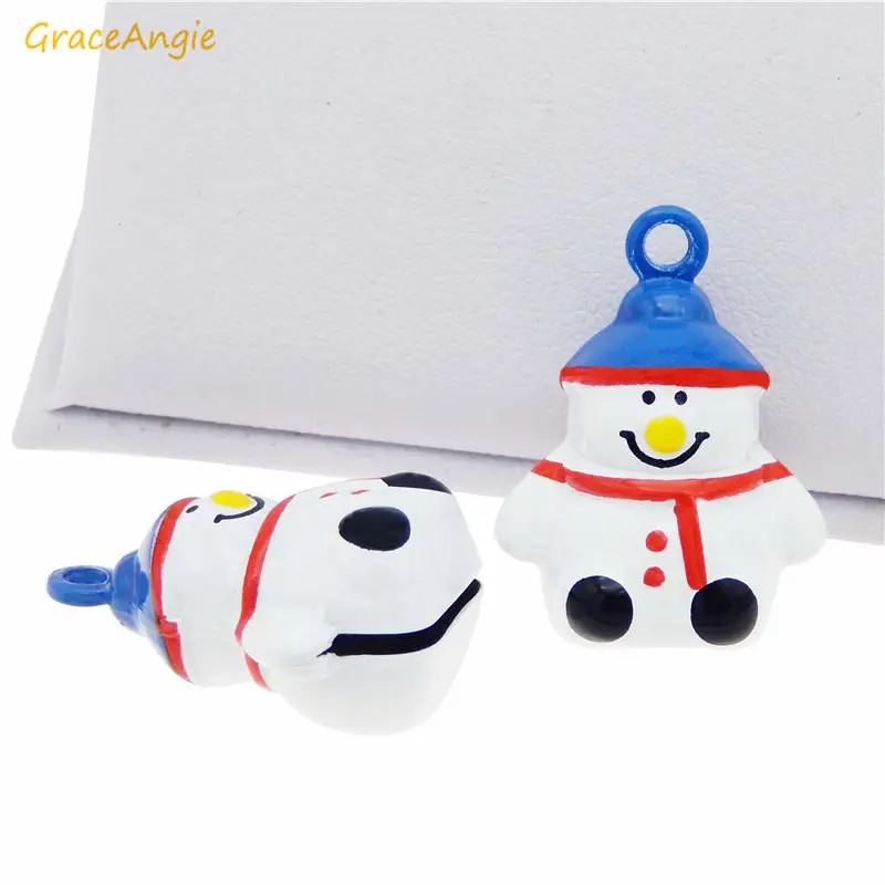 GraceAngie 5PCS Cute Snowman Shape Bells Pendant Bracelet Christmas Charms Party Handmade Jewelry Xmas Decoration Accessory