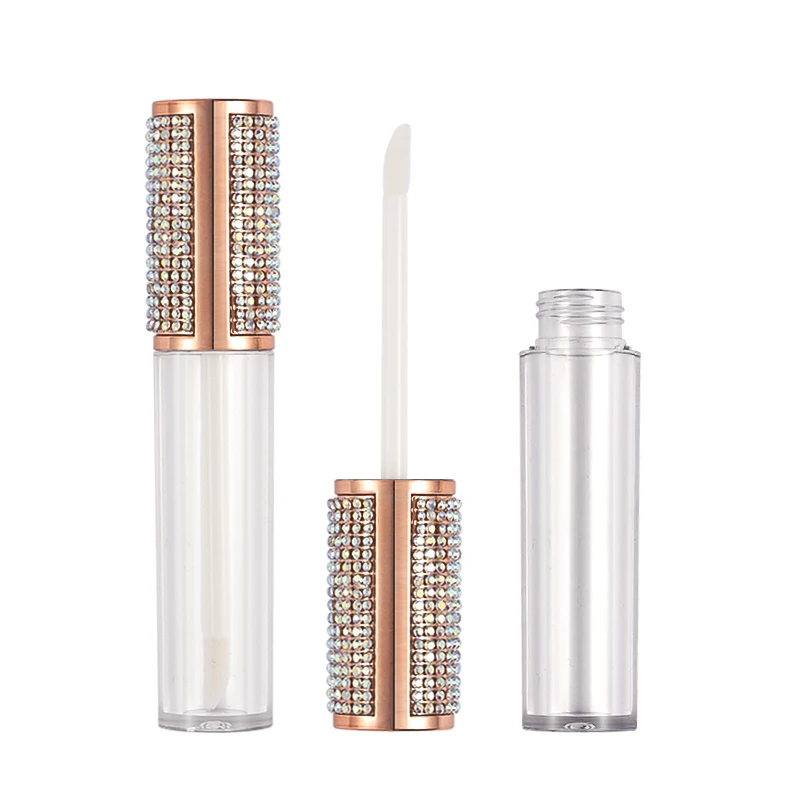 25pcs 50pcs 5ml Empty Clear Lip Gloss Tubes Cosmetic Containers Colorful Rhinestone Pearl Crystal Lids Plastic Refillable Bottle