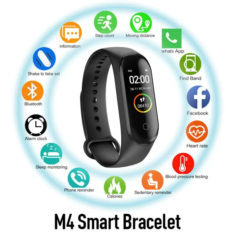Bracelet connecté de sport, étanche, avec podomètre, moniteur d'activité physique et de pression artérielle