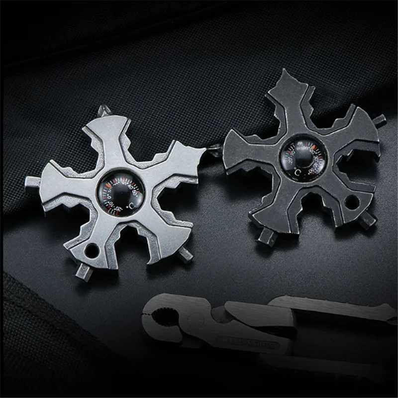 Snowflake Outdoor Edc Multifunction Tool Riding Emergency Equipment Camping Multipurpose Wrench Screwdriver Bottle Opener
