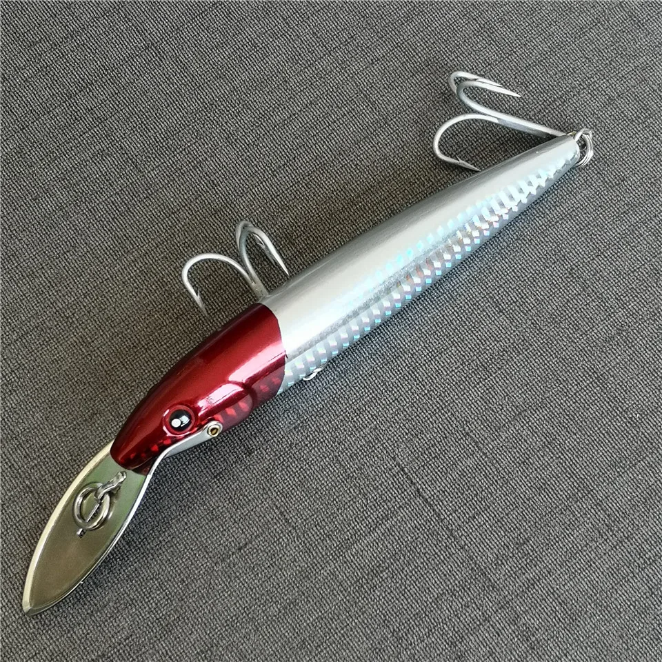 Swolfy 1pcs 130mm/32,5g 185mm/60g Troll ing Thunfisch Angel köder große sinkende See köder Elritze lockt Fisch köder vmc Haken – Detail 4