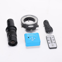 34MP Digital Microscope 1080P HDMI USB Industrial Electronic Video Microscope Camera 180X C-Mount Lens 144 LED for PCB Soldering