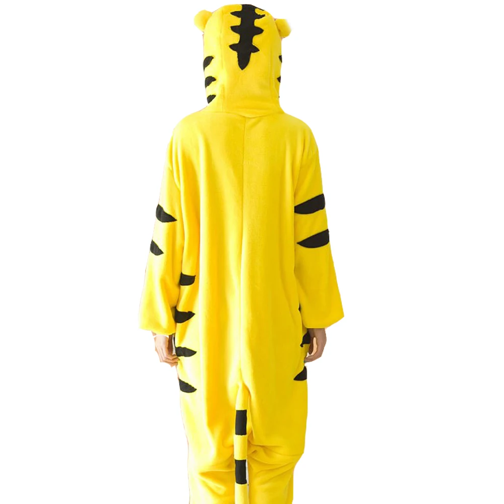 PAJAMASEA Animal Yellow Tiger Onsie Men Cartoon Onesies Adult Women One-Piece Pijama Fleece Halloween Cosplay Raccoon Kigurumi