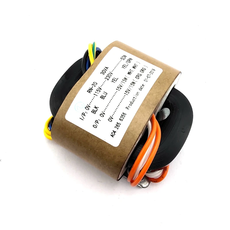 transformador de corrente R type power transformer 0-115V-230V 30W 15V+15V R cattle audio transformer copper wire transformador