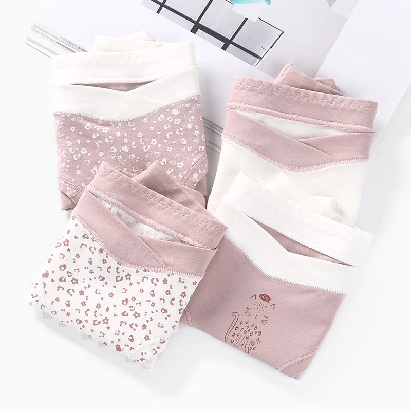 4pcs plus Size Sexy Printed Cotton Maternity Panties Low Waist V Briefs Summer Pregnancy Underwear Lingerie for Pregnant Women view 2