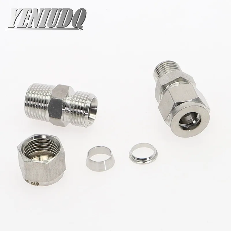 SS 304 Stainless Steel Double Ferrule Compression Connector 6mm 8mm 10mm 12mm Tube to 1/8