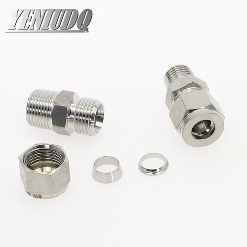 Imagen 2 del producto Conector de compresión de doble férula de acero inoxidable SS 304, tubo de 6mm, 8mm, 10mm y 12mm a 1/8 "", 1/4"", 3/8 "", 1/2"", accesorio de tubería NPT Macho