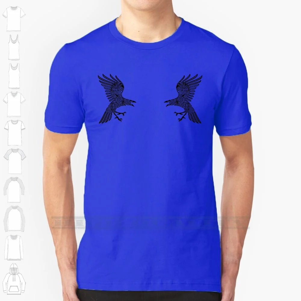 Huginn And Muninn 100% Cotton T Shirt Odin All Father Woden Wodan Wuotan Wōtan Wō?anaz Balder Ragnar Frigg Valhalla Sports Gym