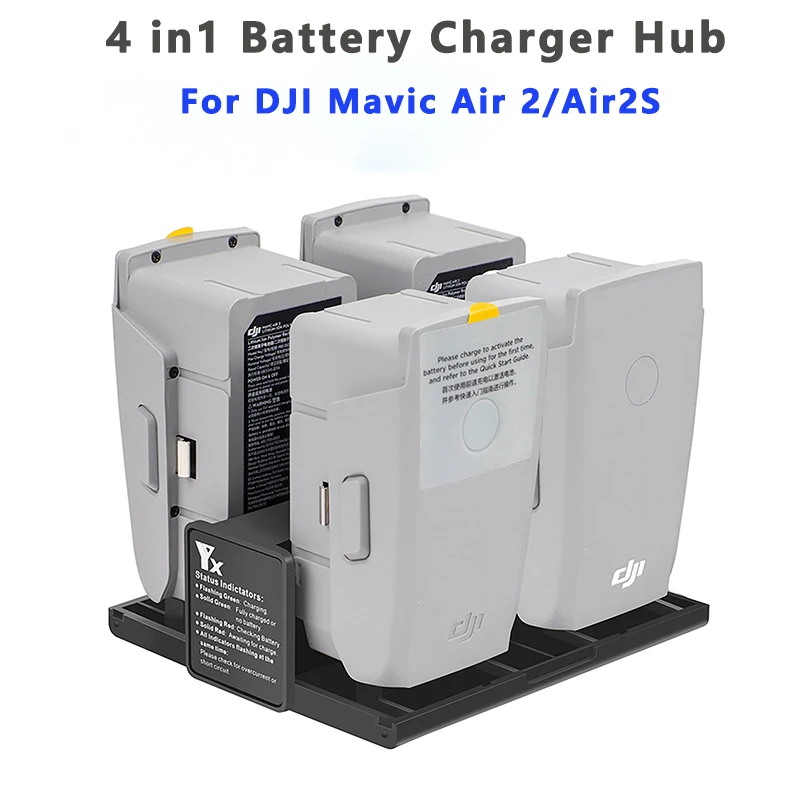 4 in1 Battery Charger Hub For DJI Mavic Air2/2S Charging Hub Portable Intelligent LED Drone DJI Mavic Air 2/2S Battery Charger