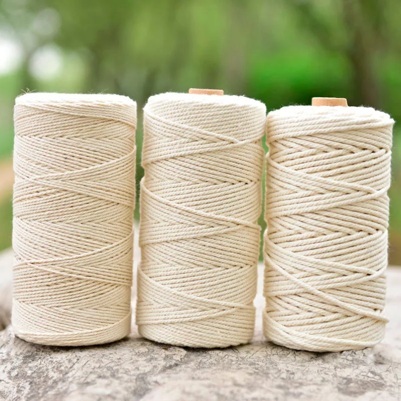 1mm-10mm Cotton Rice White Cord Rope Braided Twisted Rope High Tenacity Thread DIY Textile Craft Woven String Home Decoration