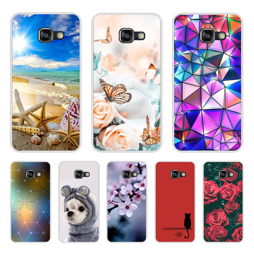 Phone case For Samsung Galaxy A3 A5 A7 2016 soft tpu back Cover  Protective FOR Capa Samsung A3 A5 A7 2016 covers silicon flower