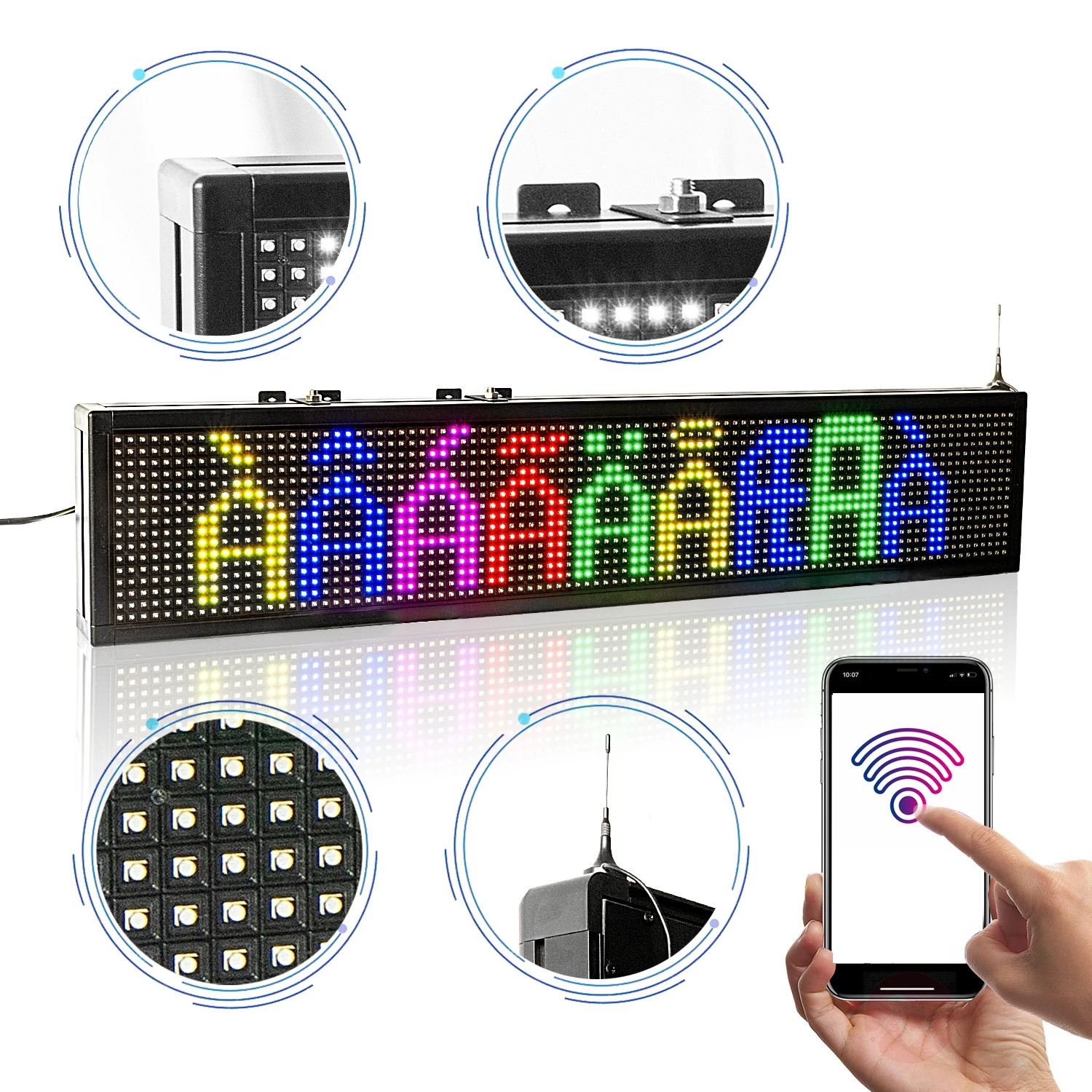 30X6 Inch Led Advertenties Tekenen Full Color Rgb Smd Display Storefront Message Board, programmeerbare Scrolling Display Programma Door Wifi/Usb