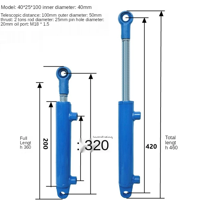 Two-way Stroke Hydraulic Cylinder Heavy Duty Two-way Lifting Small Wood Splitter 2 Ton Hydraulic Cylinder Accessories