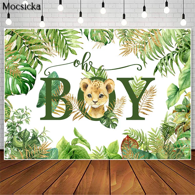 Mocsicka-Toile de fond pour la photographie d'anniversaire Safari, fond de bébé sauvage, décoration de fête animale, affiche de papier peint, accessoires de bannière