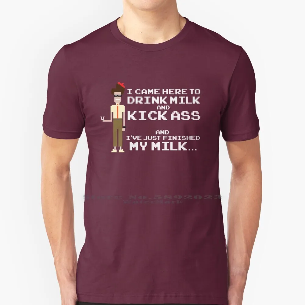 Drink Milk , Kick Ass - Moss , The It Crowd T Shirt 100% Pure Cotton Big Size The It Crowd Moss Drink Milk Kick Ass Quote Funny