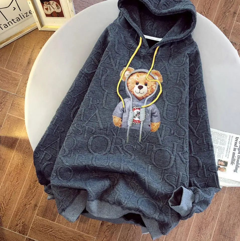 3D Bear Sweater Women's Hooded Autumn Winter Thickening Ins Tide Brand Loose Korean Style Top Design Sense Niche Jacket