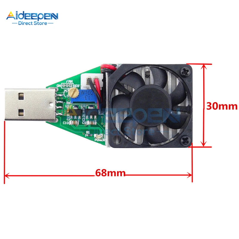 15W DC 3V-21V Electronic Test Load resistor USB Interface Battery Discharge Capacity Tester with Fan Adjustable Current Module