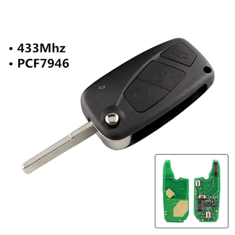 YIQIXIN 433 МГц PCF7946 Складной черный дистанционный ключ от чипа для Fiat 500 Punto Ducato Stilo Panda EVO Bravo Doblo Fiorino Qubo