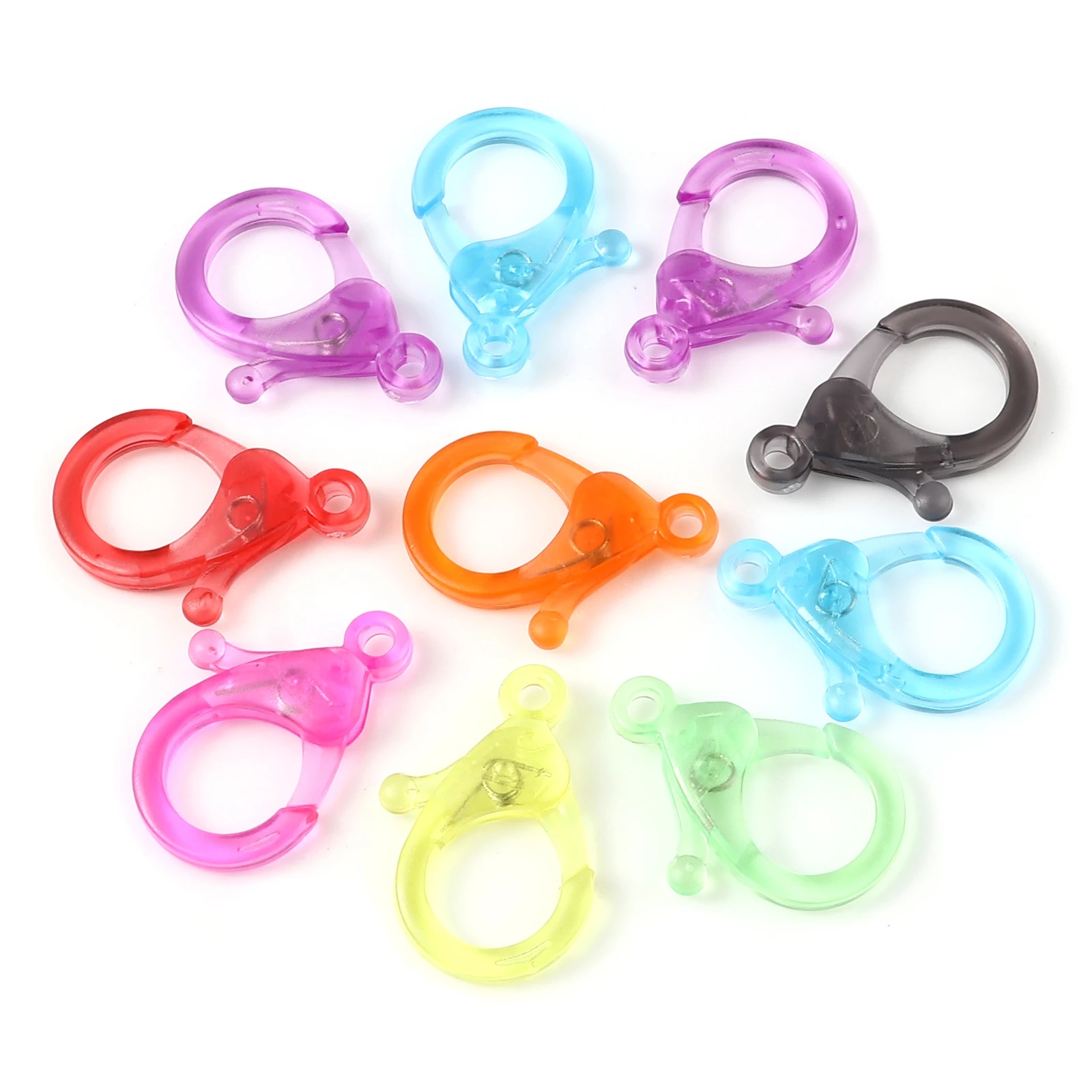 DoreenBeads 30 PCs  Transparent Lobster Clasp Findings At Random Color Transparent Plastic Lobster Clasp Jewelry Findings