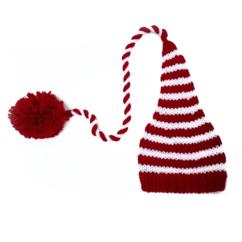 Baby knitting Long Tails Christmas Hat Newborn Photography Props  Stripe Crochet Baby Hats Baby Props For Photography #905