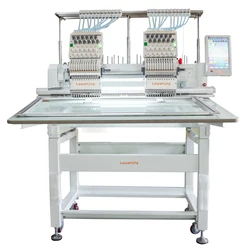 Lewanjoy Two Heads Embroidery Machine 12 15 Needles Commercial Auto-Oil Cap Bag flat Shoes Leather 2 heads equipment