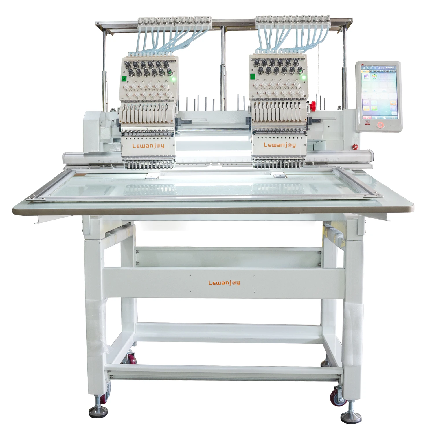 Two Head Embroidery Machine Lewanjoy 15 Needles Embroider Machinery For Cap Hat Flat Clothes