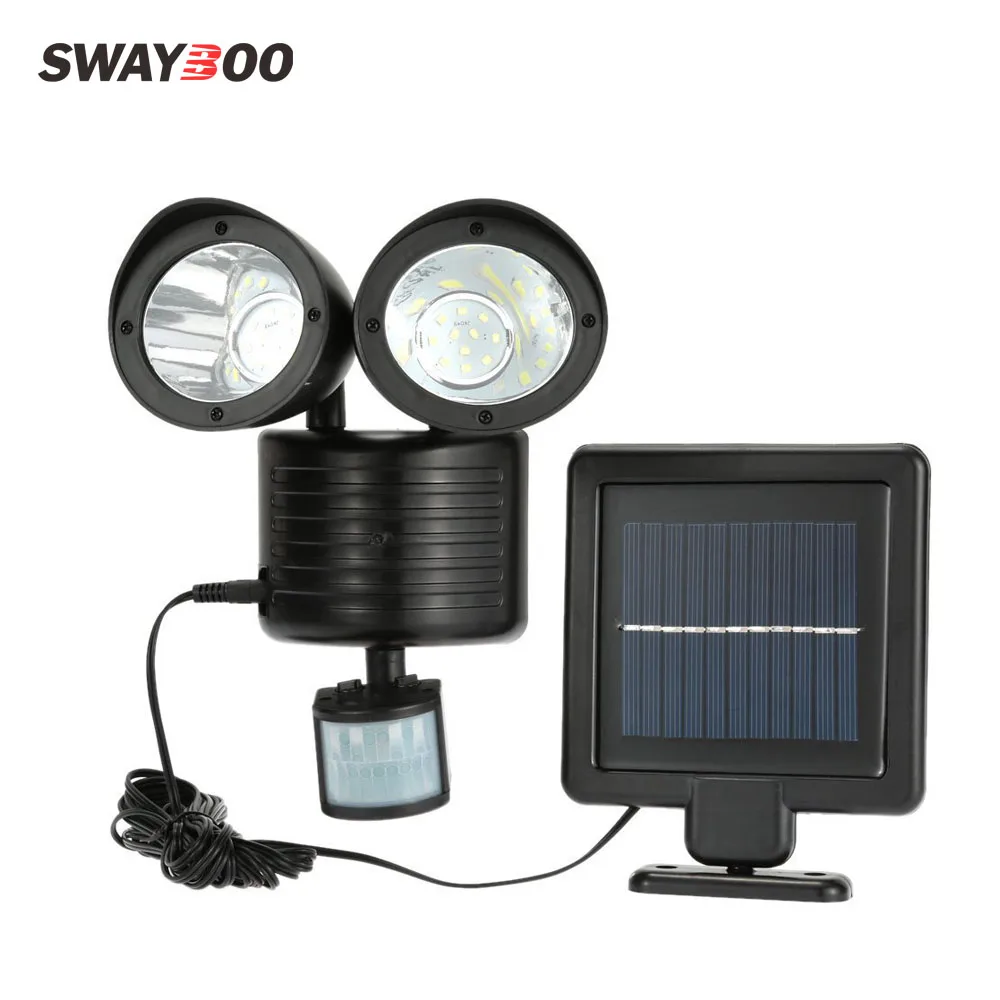 

Swayboo 22 LED Outdoor Solar Double Head Induction Lamp Infrared Human Induction Street Lamp Aisle Light Waterproof Wall Lamp