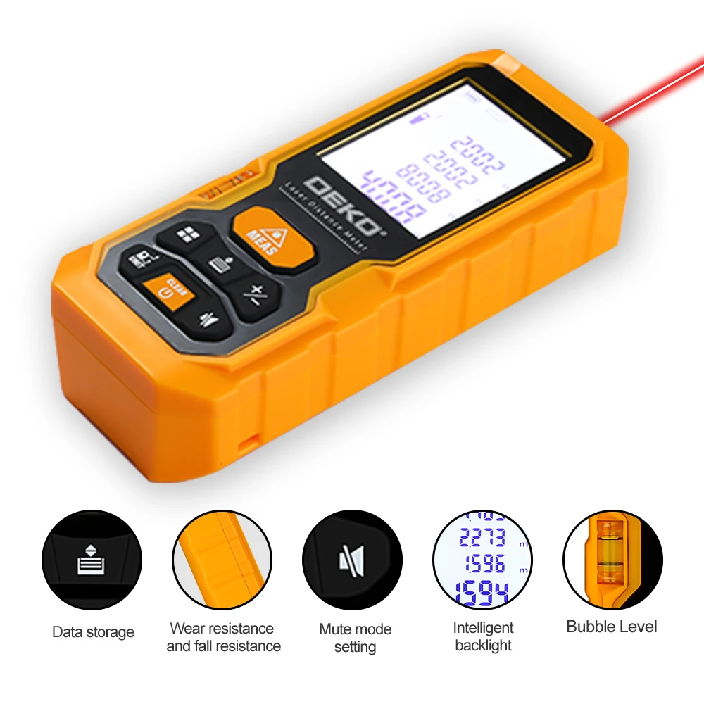 DEKO DKLD05 Handheld Laser Distance Meter 40M 60M 80M 100M Mini Laser Rangefinder Laser Tape Range Finder Diastimeter Measure