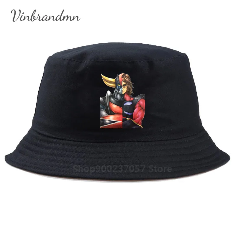 Latest Japanese style Mazinger Z UFO Robot Panama Bucket Hat Grendizer Pure Cotton Gorros Fishing Fisherman Hat