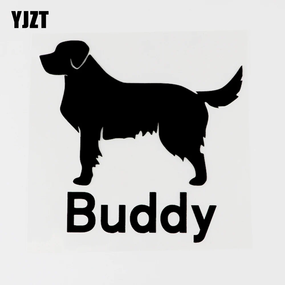 YJZT 14CM×13.6CM For Animal Dog Buddy Vinyl Motorcycle Car Sticker Decal Black/Silver 8C-0292