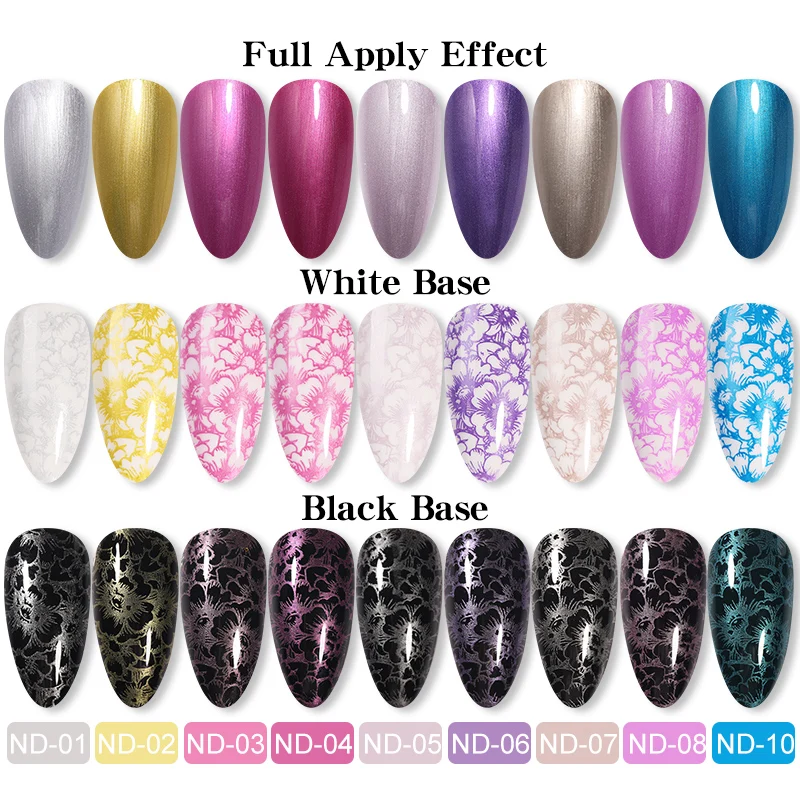 NICOLE DIARY Metallic Stamping Nail Polish Gold Silver Mirror Effect Nail Art Varnishes Blue Purple Stamp Polish for Plates