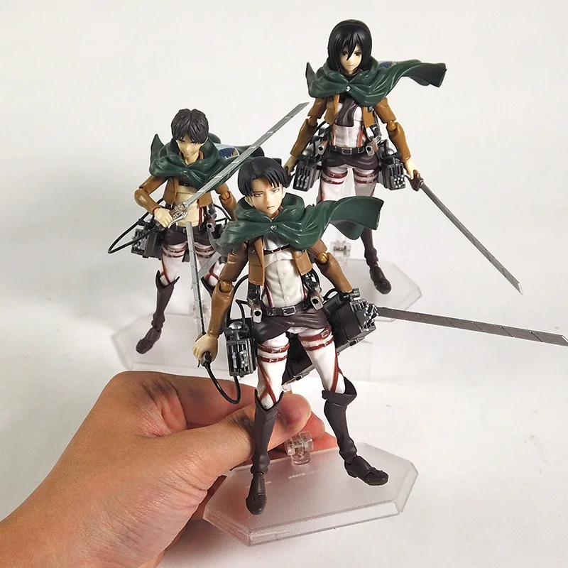 Figma Attack on Titan Eren Jaeger 207 Mikasa Ackerman 203 Levi Ackerman 213 Action Figure Collectible Model Toy