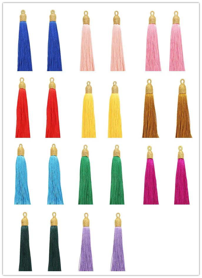 10PCS/lot gold head Hanging rope Silk Tassels fringe sewing bang tassel trim key tassels for DIY Embellish curtain access