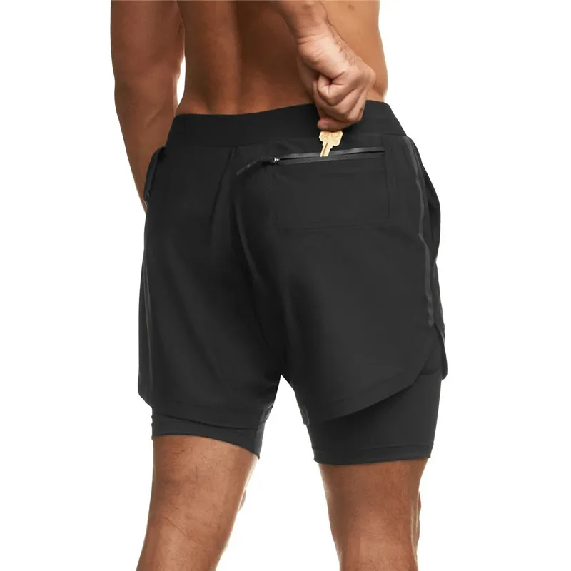 Double deck Running Shorts Men Gym Fitness Training Quick Dry Short Pants Male Outdoor Sport Jogging Bermuda Basketball Shorts