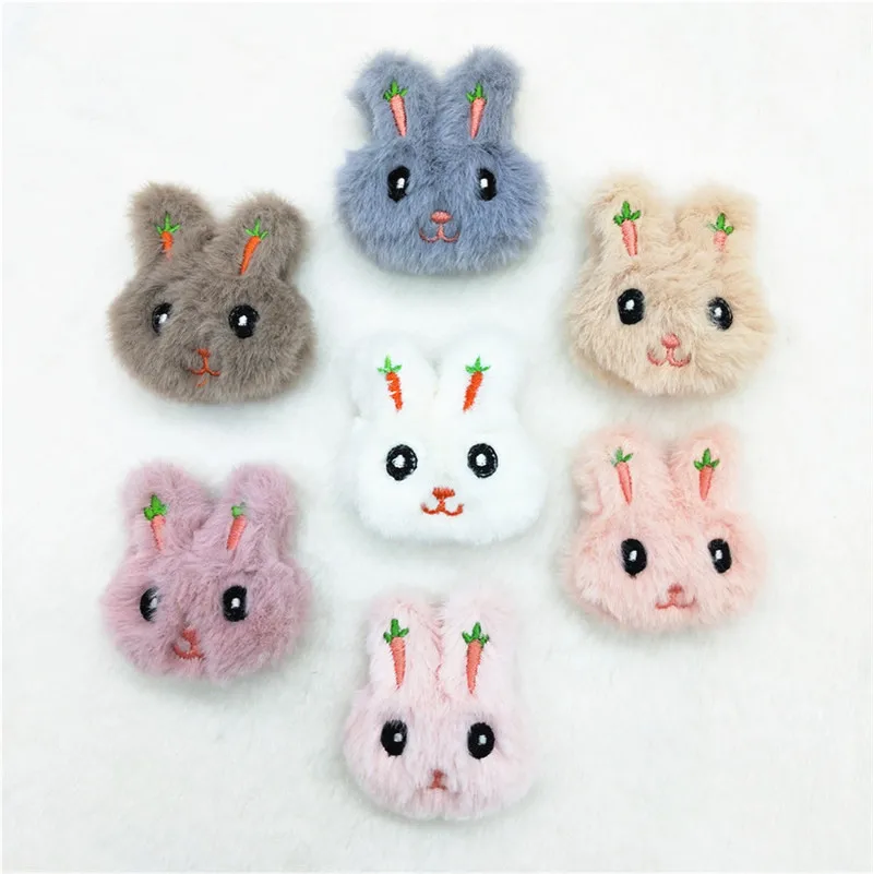 

10Pcs/Lot Plush Cartoon Furry Felt Rabbit Appliques For Children Headwear Clip Bow Accessories Baby Cloth Sock Decor Patches