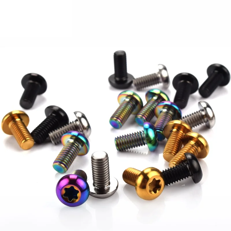 Ti Titanium Alloy Disc Brake Rotor Screws T25 Torx MTB Mountain Road Bike Bicycle Brake Rotors Ti Colorful Bolts M5*10mm