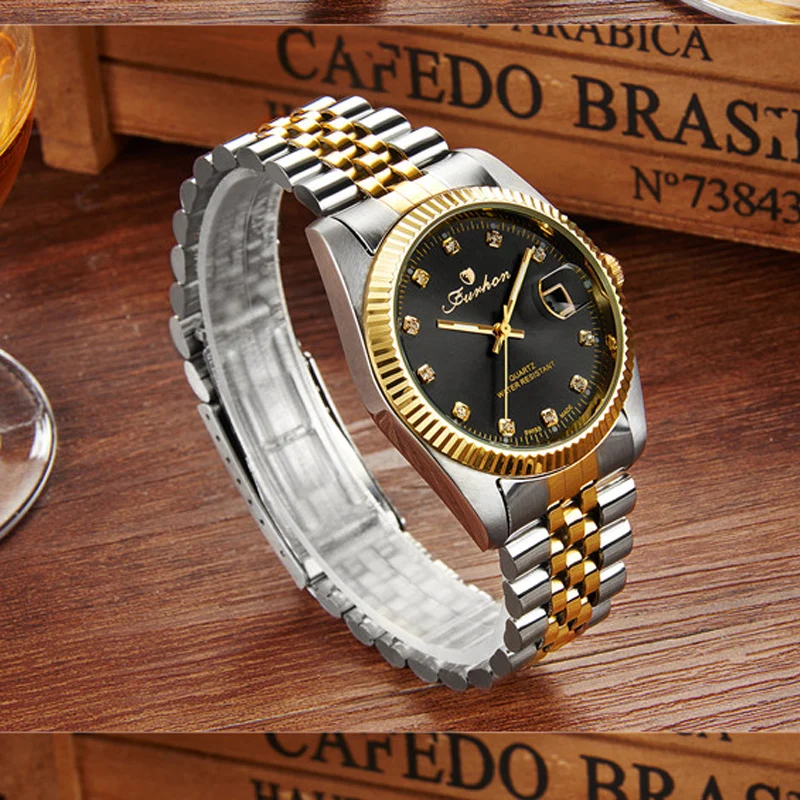 Reloj de moda luminoso para hombre y mujer, pulsera de cuarzo resistente al agua con correa de acero con cara de diamante, Calendario Electrónico de alto grado