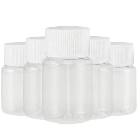 100Pcs 리필 가능 플라스틱 PET/PE 인감 병 15ml 20ml 30ml 50ml 투명 튜브 시약 저장 용기 플라스틱 스크류 캡 100pcs