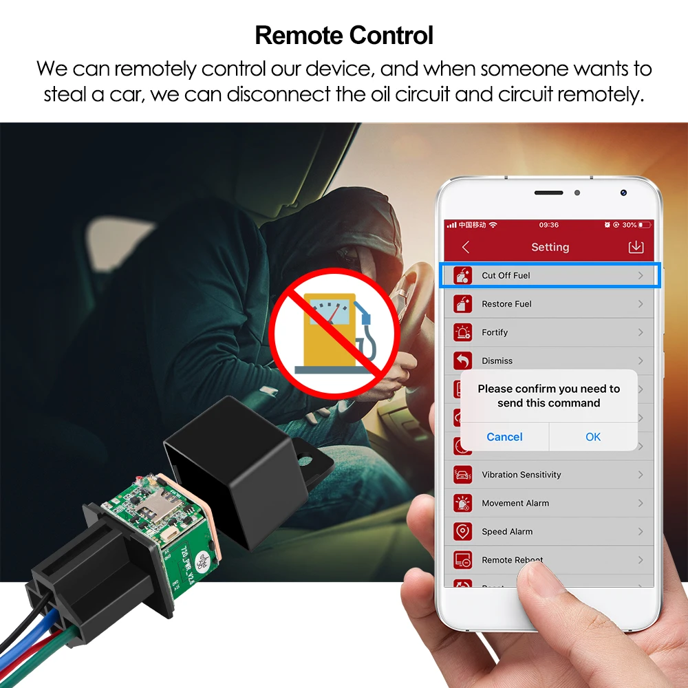 Voertuig Tracker Relais Gps Tracker Afgesneden Brandstof Verborgen Ontwerp Auto Gps Locator Google Maps Realtime Tracking Shock Alarm Gratis app