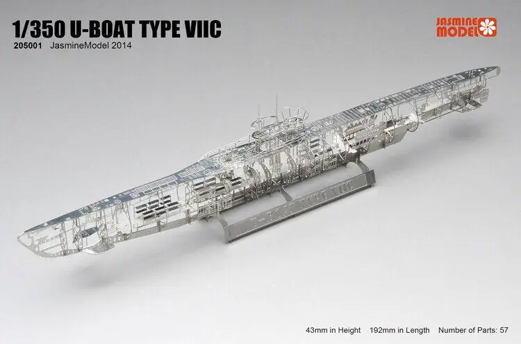 Jasmine Model 205001 1/350 Scale German U-boat Type VIIC Submarine Skeleton