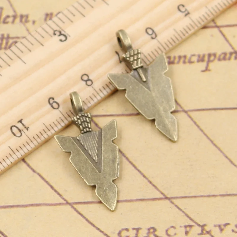 20pcs Charms Indian Arrowhead Dagger 28x15mm Tibetan Bronze Silver Color Pendants Antique Jewelry Making DIY Handmade Craft