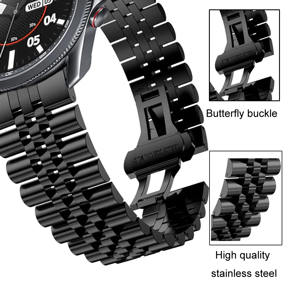 22mm 20mm Band for Samsung Galaxy Watch 3 41 45mm Gear s3 Stainless Steel Strap 46mm 42mm for Amazift GTS Metal Wrist Bracelet image 3