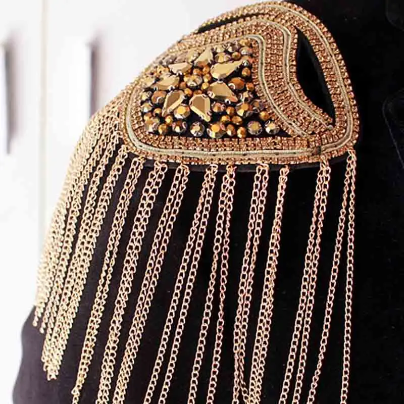 Suit Dress Shoulder Flower Jewelry Metal Diamond-Studded Costumes Tassel Epaulette Accessories Shoes Clothing Applique