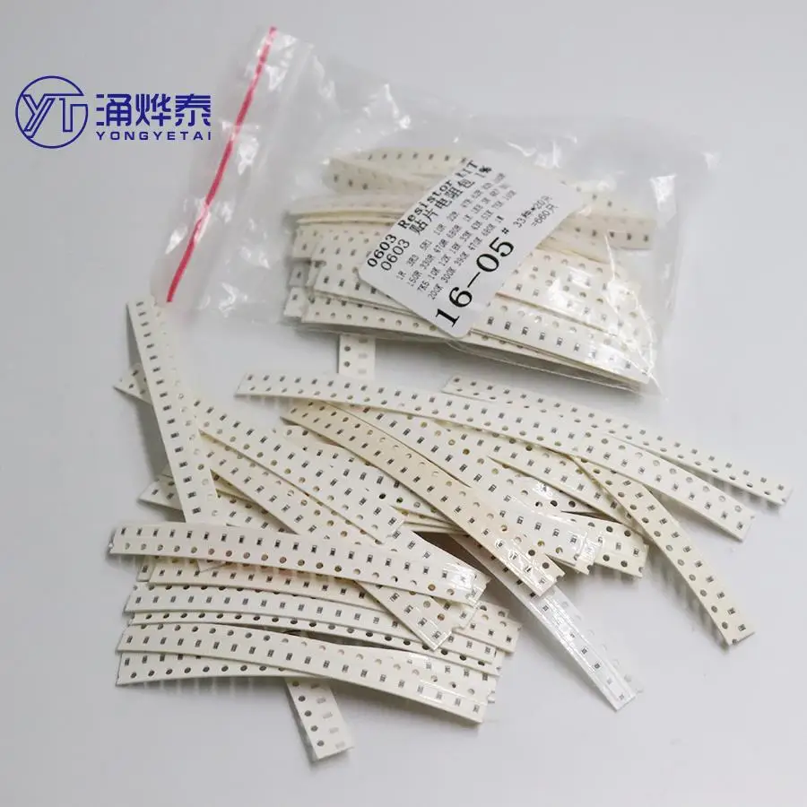 YYT  0603 SMD Resistor Kit Assorted Kit 1ohm-1M ohm 1% 33valuesX20pcs=660pcs Sample Kit