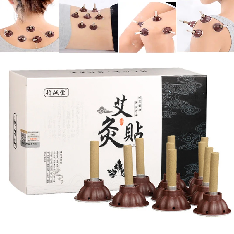 60pcs/Set Moxibustion Stick Smokeless Roll Self-adhesive Moxa Chinese medical acupuncture points massage sticker