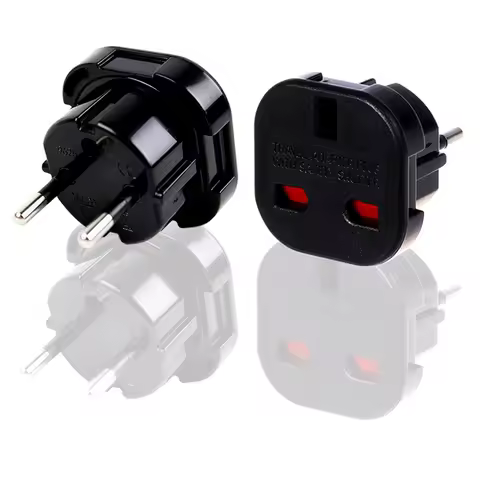 1pcs EU Plug Adapter 16A 10A UK to EU Travel Adapter Converter 2 Round Socket Universal Euro To UK AC Wall Socket Plug 4.0mm