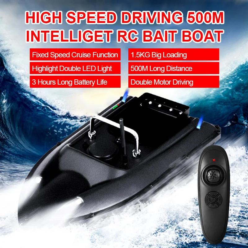 

MASCOTTEFixed Speed Cruise Remote Control Fishing Finder Boat 1.5KG 500M Dual Night Light Lure Fishing Smart RC Bait Boat